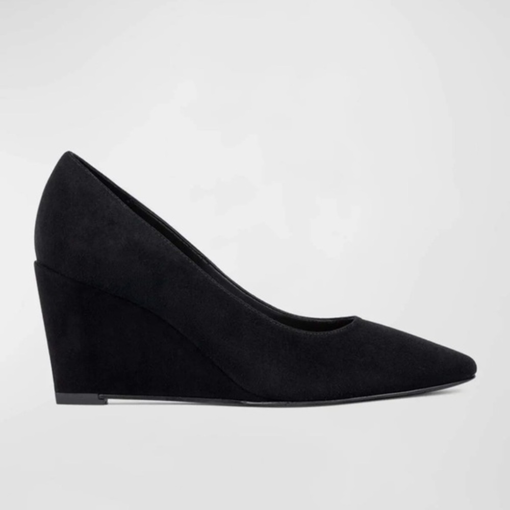 Aquatalia Posie Black Suede Wedge Pumps Size 7